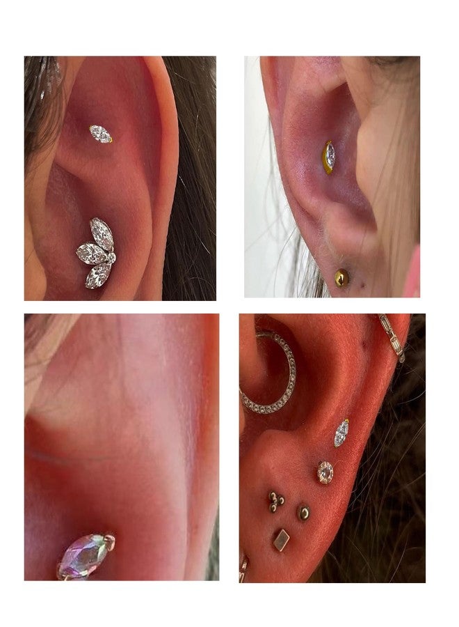 ENONTY 1 pair 16G G23 Titanium Threadless Labret Studs Push-in CZ Labret Lip Cluster Tragus Helix Conch Lobe Rook Cartilage Push Back Sleeper Earring Piercing Jewelry for Men Women (Green) - Image 5